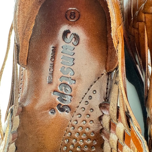 Sunsteps Brown Woven Leather Huarache Sandals Buckle Loafers Mens Size 8 main image 8